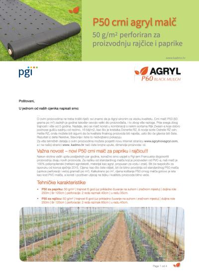 P50 crni agryl malč | 50 g/m2 | perforiran za proizvodnju rajčice i paprike